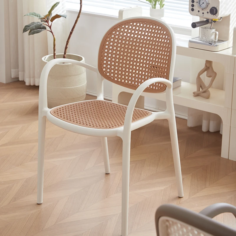 

Nordic rattan plastic chair can be stacked dining chair, net celebrity backrest chair, small apartment simple dining table