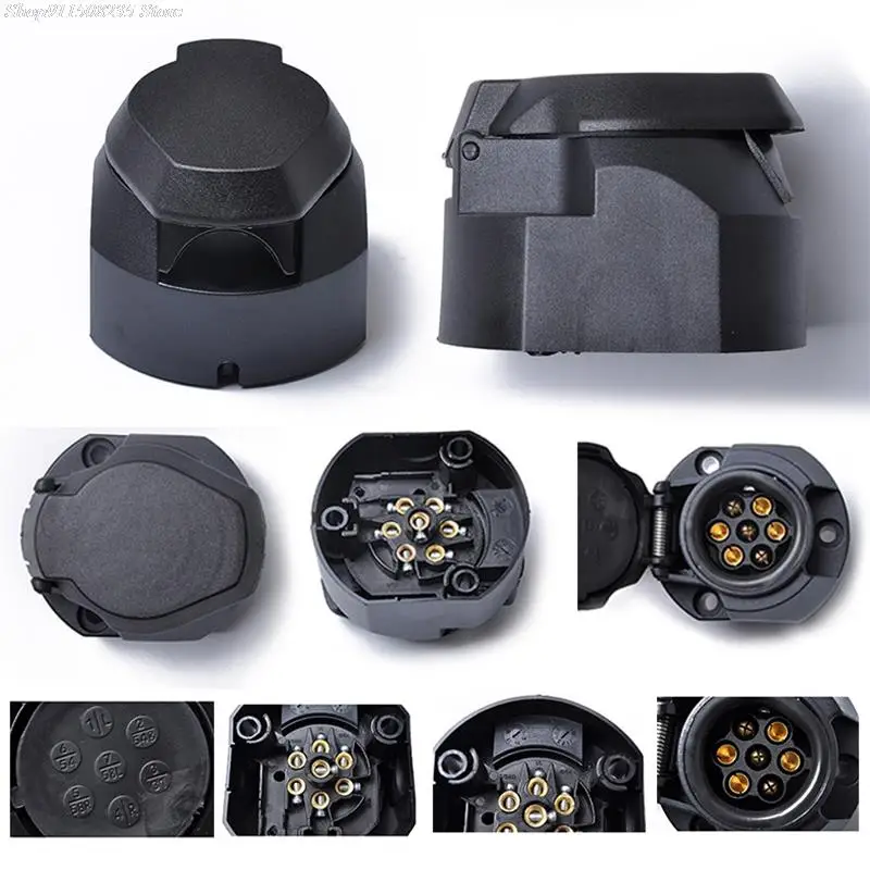 

12V Flat Round Trailer Connection Socket European Standard Truck Trailer Link Flat Round