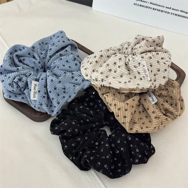 Осень-зима новый стиль вельветовые резинки для волос с цветочным принтом большие