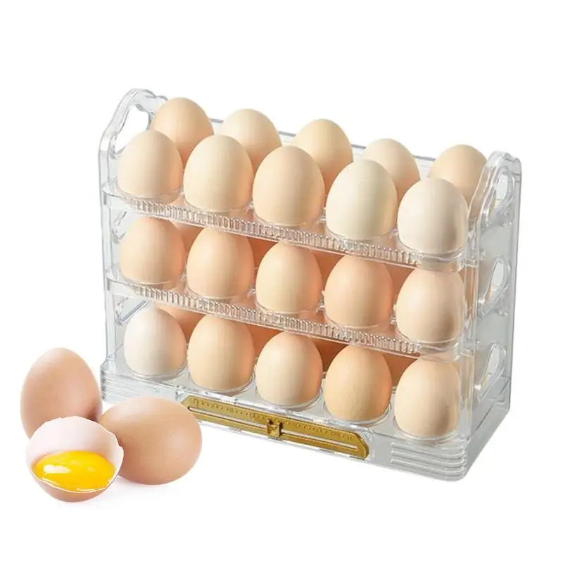 

Refrigerator Egg Organizer Egg Storage Tray Rack For Fridge Side Doors With 3 Layers Egg Organization Holder With Date Recording