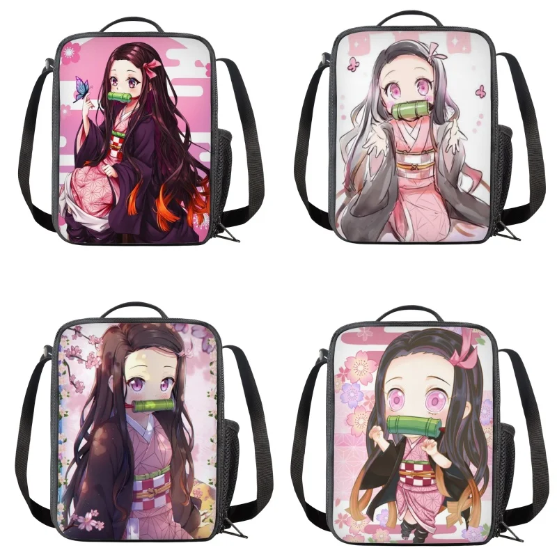 

Kimetsu No Yaiba Nezuko Kamado Детские Изолированные сумки для обеда аниме портативный охладитель термальный бэнто-бокс мультяшный Ланч-бокс для детей