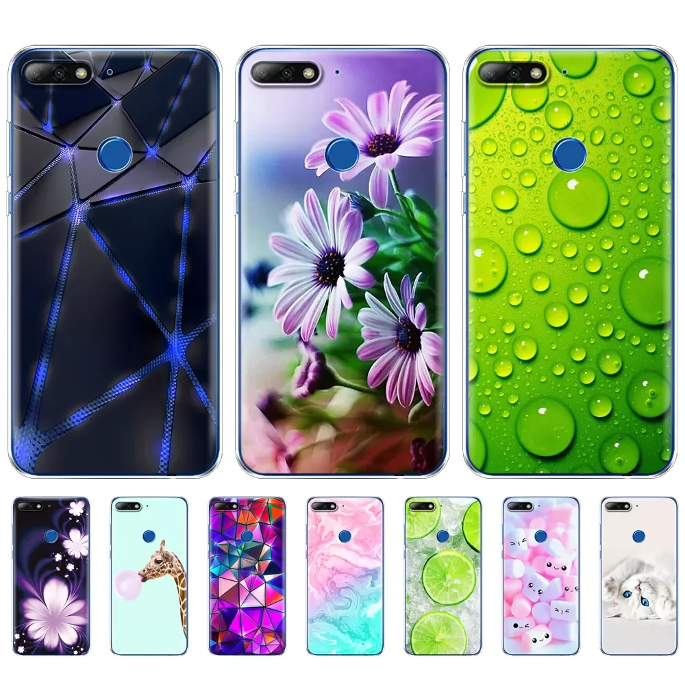 

cover phone case for huawei Y7 2018/Y7 Prime 2018 soft tpu silicon back cover 360 full protective printing coque
