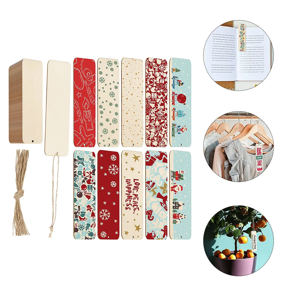 

1 Set DIY Unfinished Tags Wood Tags DIY Blank Wood Charms with Hemp Rope