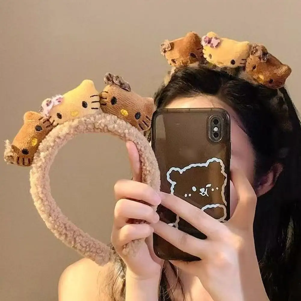 Милая плюшевая повязка на голову с кошачьими ушками и леопардовым принтом