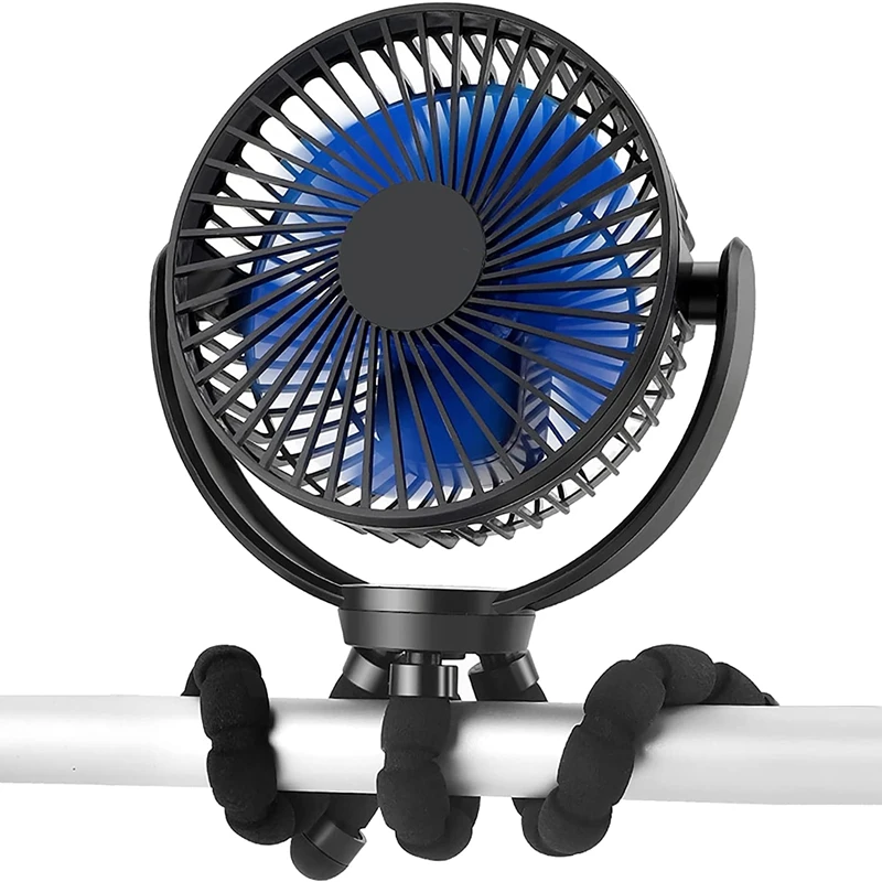 

5000mAh Rechargeable Clip Fan With Flexible Tripod Super Quiet 3 Speed Portable USB Fan For Room Outdoor Stroller Handheld Fan
