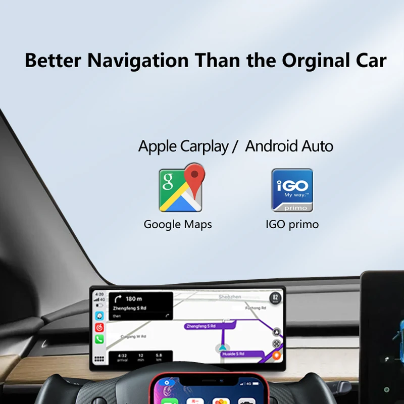 Novozopai T3 9 inch Heads up Display For Tesla Model 3&ampY Wireless Carplay &amp Android Auto Optional Camera