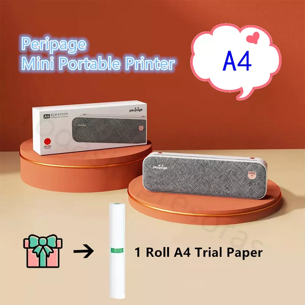 

Peripage Mini Ink-free Portable A4 Thermal Bluetooth Printer Paper Wireless USB Photo Printer Document 2'' 3'' 4