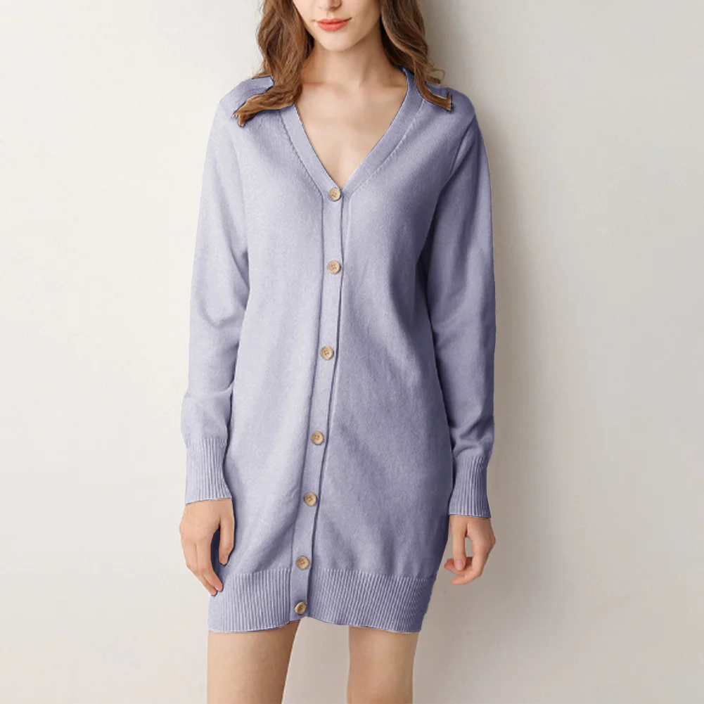

V-Neck Knit Sweater Sweater Solid Color Core Yarn Classic Button Down Long Sleeve Slight Strech Brand New