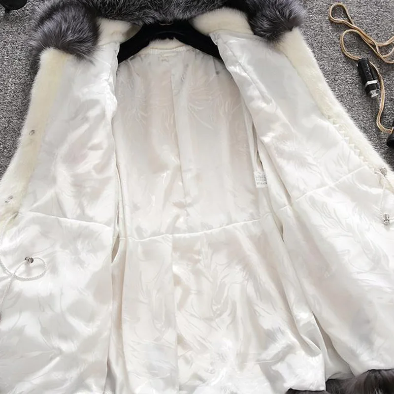 Женское зимнее пальто из искусственного меха норки повседневная утепленная шуба