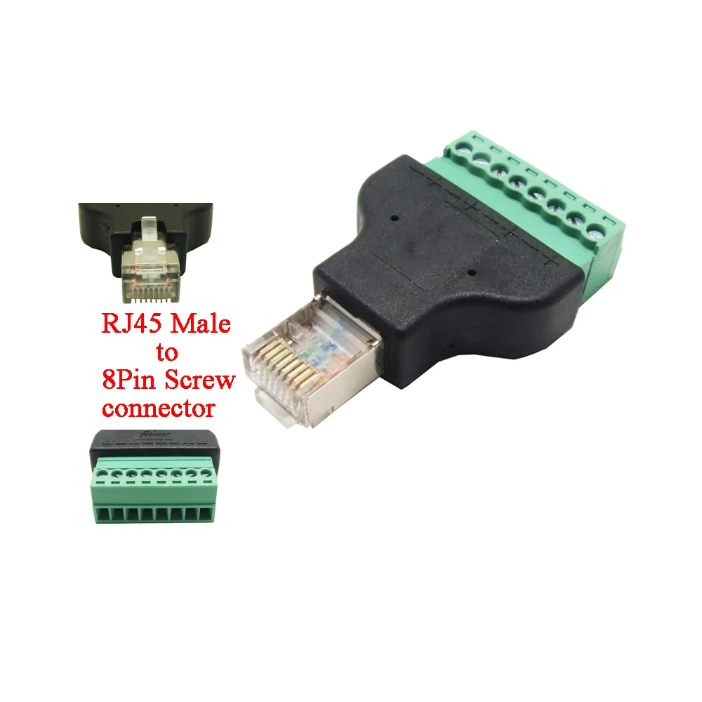 

RJ45 Connector RJ45 to Screw Terminal Adaptor Male to 8 Pin Connector Splitter for CCTV DVR