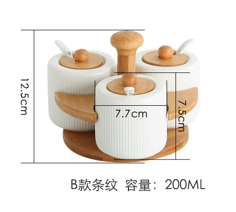 Кухонные принадлежности керамический горшок для приправ деревянная основа