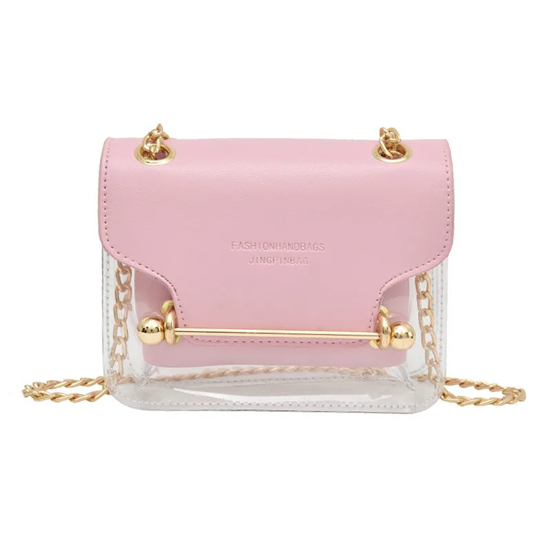 

2022 New 4 Colors Ladies Transparent Transparent Bag PVC Jelly Small Shoulder Pearl Crossbody Lipstick Bags for Women