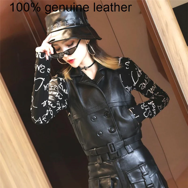 quality fashion Ladies genuine High waistcoat.sleek ,chic ,trendy ,sheepskin leather vest
