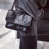 new fashion burst pattern oil wax single shoulder chain wandering bag womens leisure square bag