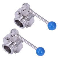 2X 1-1/2Inch 38Mm Sus304 Stainless Steel Sanitary 1.5Inch Tri Clamp Butterfly Flow Control Valve Homebrew Beer Dairy