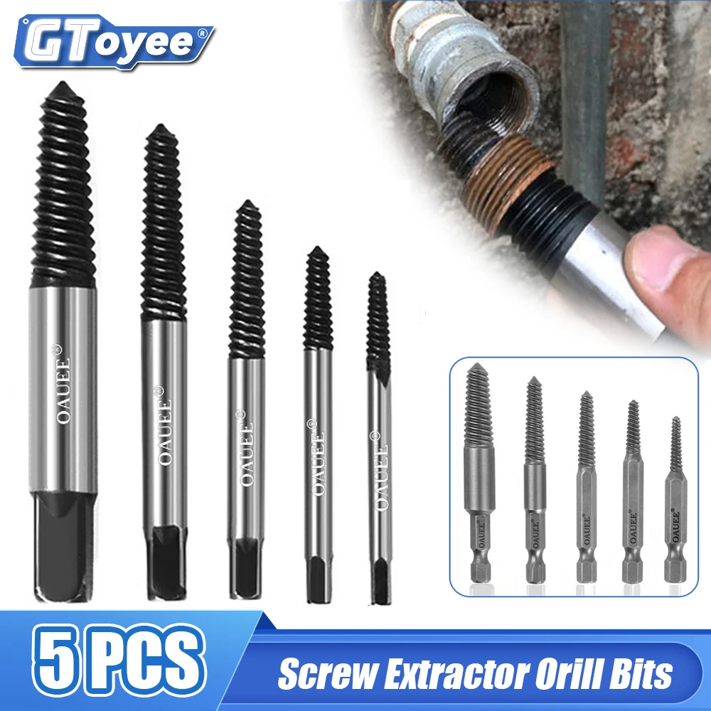 5Pcs Screw Extractor Drill Bit Set Left Hand Bit Set Bolt Remover Reverse Bit Tool for Stripping Screws Broken Bolts Power Tool