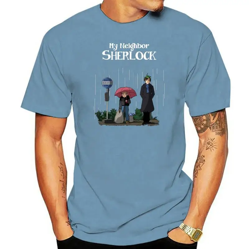 

My Neighbor Sherlock Totoro Men T Shirt New Atmosphere Plus Size Cotton Crewneck Short Sleeve T Shirts