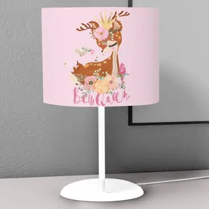 Cute Princess Gazelle Pattern Kids Bedroom Nightstand Night Desktop Lamp Decorative Lampshade Book Reading Light Lantern Bedside