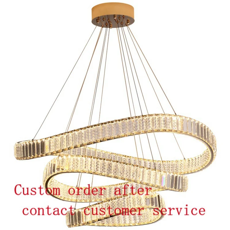

three rings golden color crystal chandelier light living room dinning room art decor led chandelier light