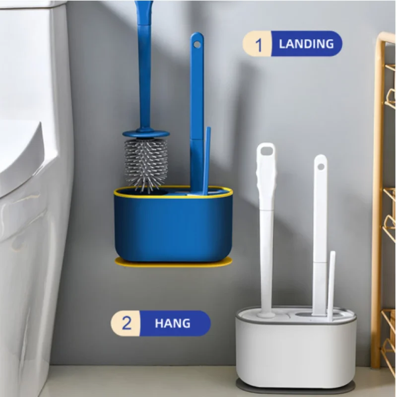 Soft Silicone TPR Toilet Brush With Holder Wall Mounted Bathroom Accessories Corner Cleaning Tool Sets For WC Cleaner Home Ecoco |