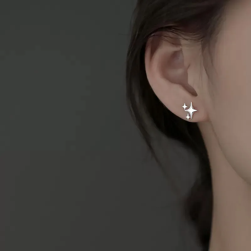 

Fashion Personality Cute Four-pointed Stars Stud Earrings For Women Simple Style Smooth Copper Minimal Piercing Ear Nail Gifts