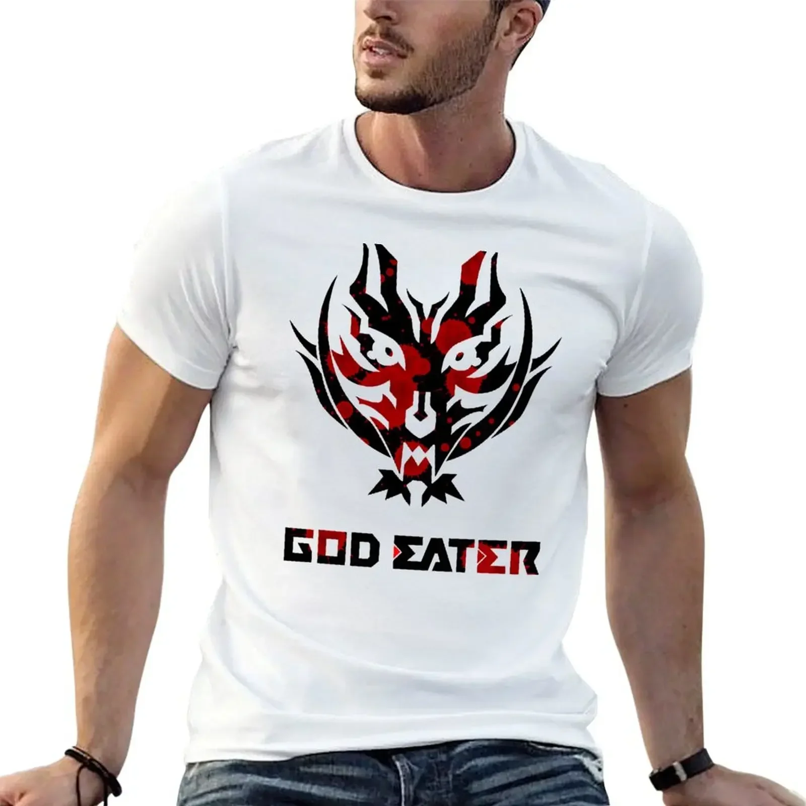 Футболка God Eater 2 Rage Burst с логотипом и текстом (версия брызгами) одежда в стиле хиппи