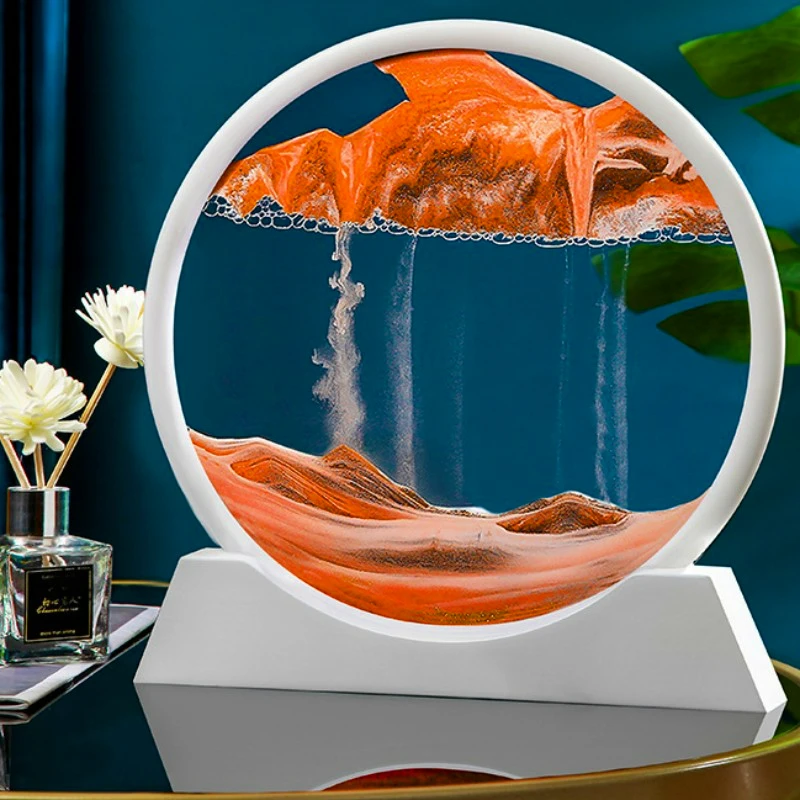 

Factory Direct Sales Room Decor Round Quicksand Painting Luxury Home Decor Glass Craft Gift Ideas Accessories Decoration Crafts