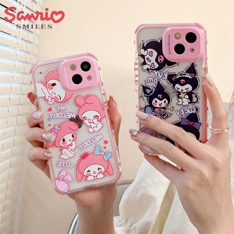 

Kawaii Sanrio My Melody Kuromi Phone Case Anime iPhone 14 13 12 11 X Pro Max Plus Phone Case Protective Shell Girls Gifts Toys