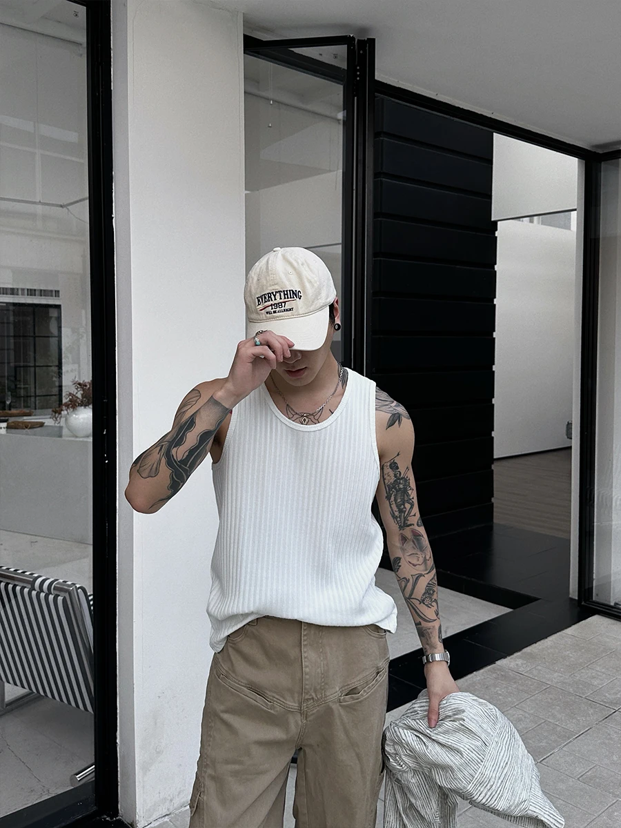 ACB Love to Wear Жилет с большим вырезом в тонкую полоску Мужская летняя футболка без