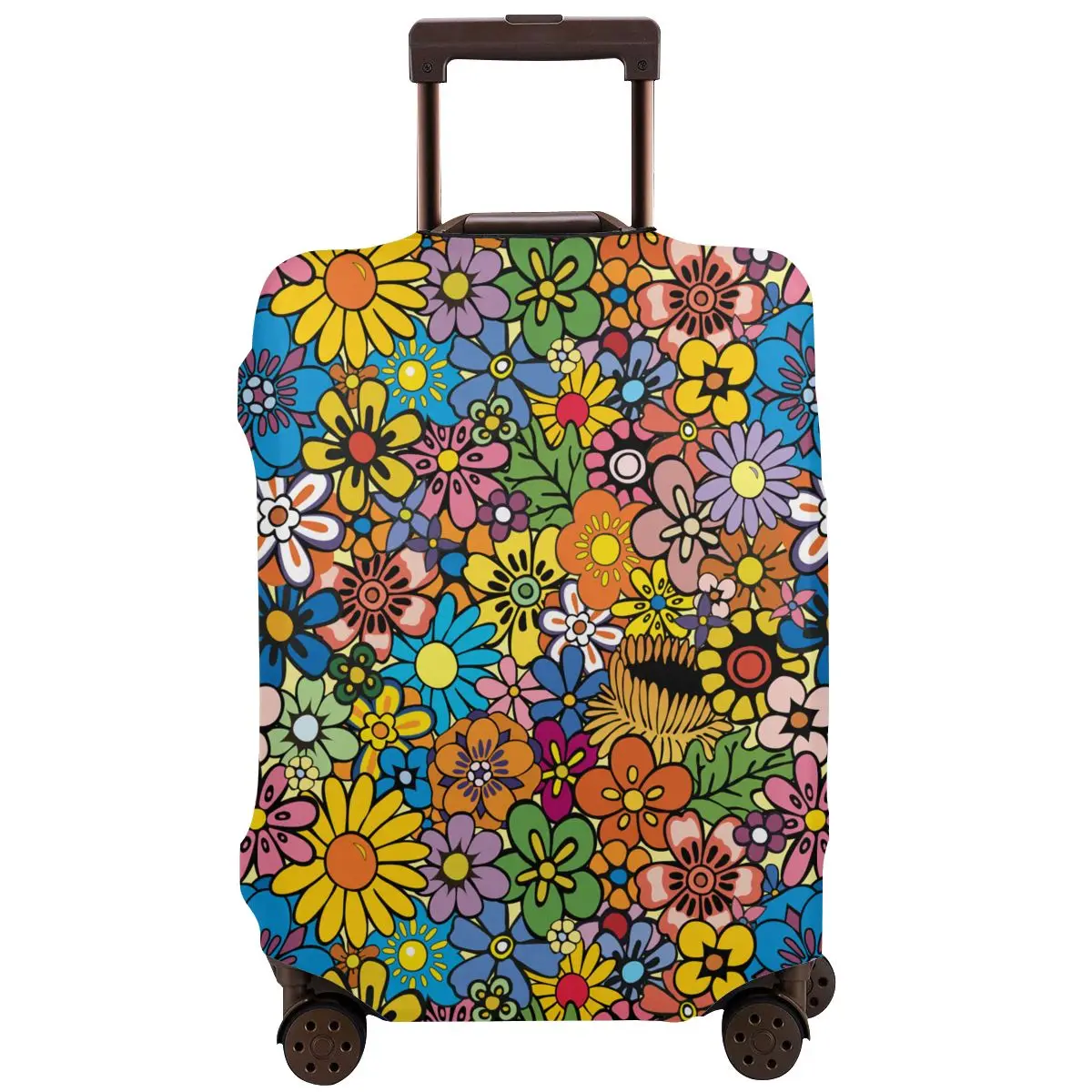 

Моющийся чехол для костюма хиппи с цветами, Чехол для багажа, плотный дорожный защитный чехол для багажа, чехол, противоударный чехол от цар...