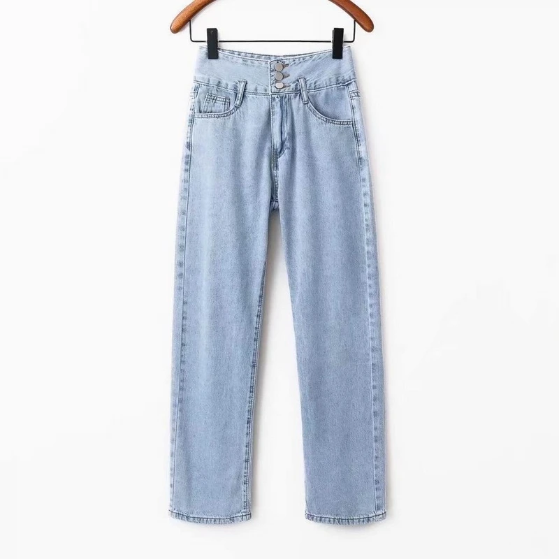 

High Waist Jeans Women Spring 2022 New Fashion Vintage Washed Denim Pant Modern Girl Casual Trousers