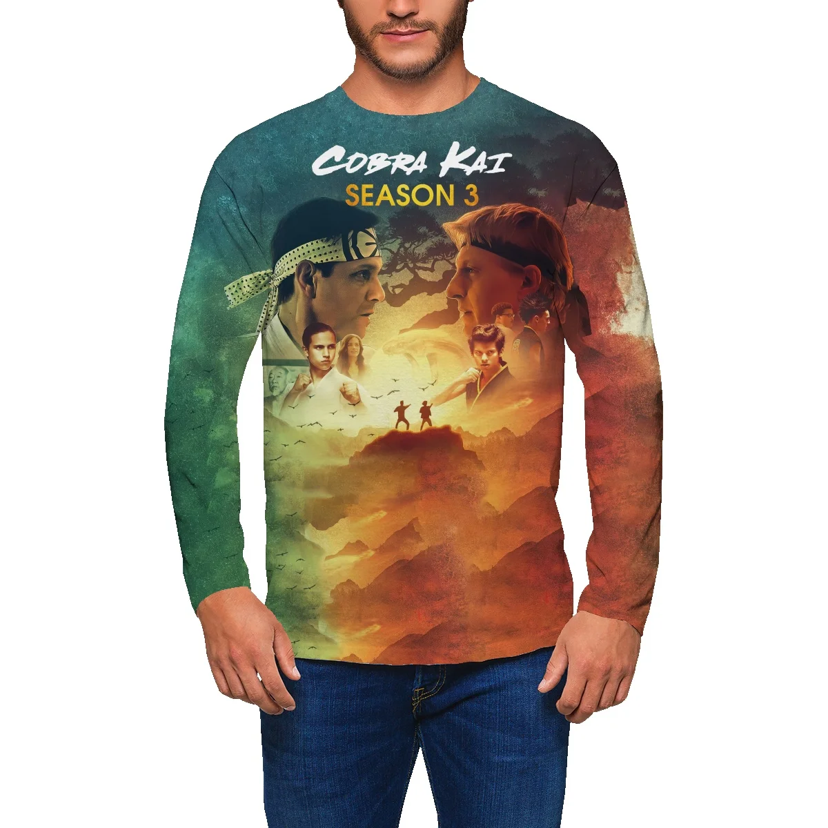 

Новинка, свитер Cobrai2022 с круглым вырезом, универсальная трендовая рубашка для молодых студентов, Весенняя Мужская футболка с длинным рукаво...