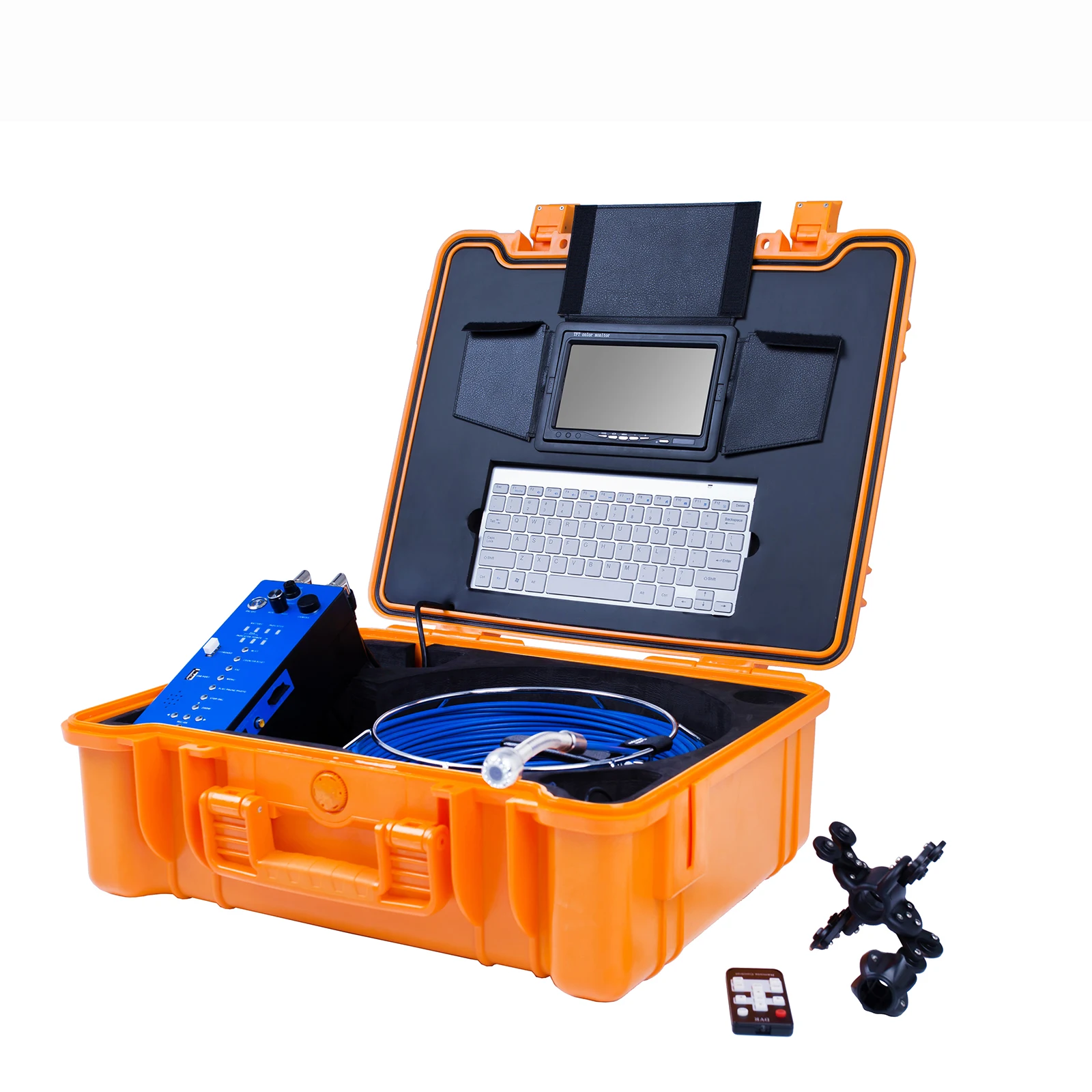 Pipe Inspection Camera, Blue cable 9 Inch Monitor Sewer Industrial Endoscope  Vedio + Redio + 8X Image Enlarg 20/50M