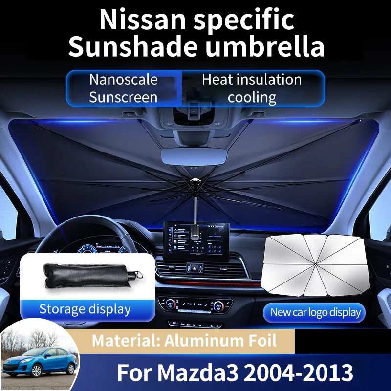 Солнцезащитный чехол из алюминиевой фольги для переднего стекла автомобиля, солнцезащитный козырек, солнцезащитный козырек, аксессуары для Mazda3 BK BL SP25 Hatchback 2004 ~ 2013