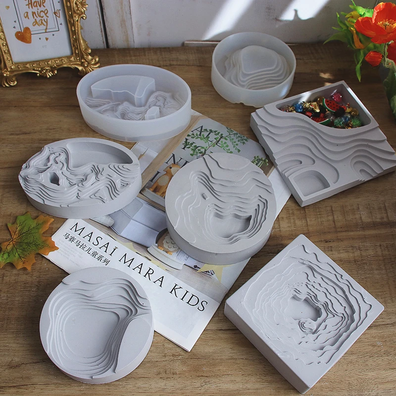 

Concrete Molds Terraced plaster box epoxy silicone mold Concrete Cement Flower Pot Silicone Mold Aromatherapy Plaster Mold