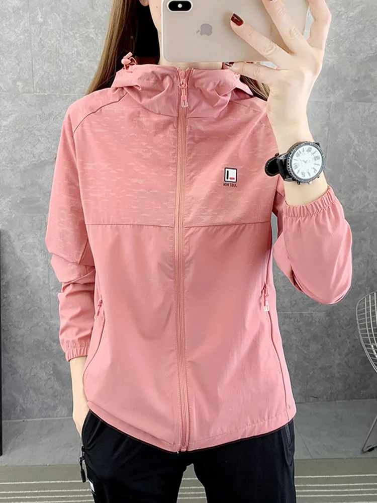 

Sunscreen hiking jacket women spring summer Korean outdoor windbreaker breathable UV proof long sleeve quick drying single layer