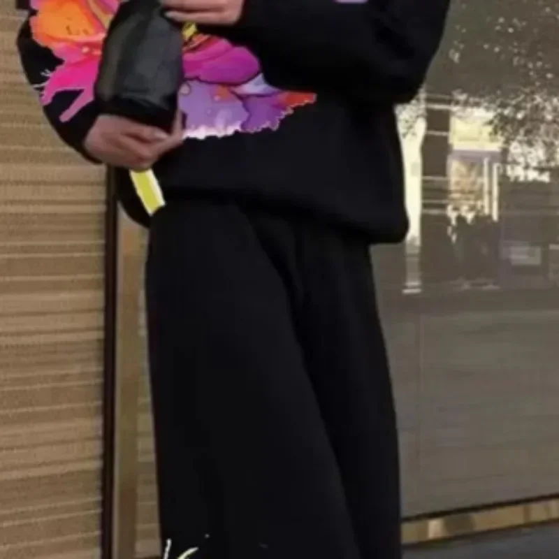 Freeacy 2024 осенний новый женский комплект свитшотов с цветочным принтом пуловер