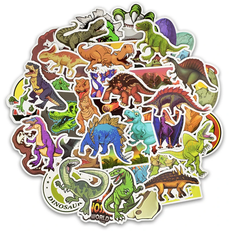 

50pcs Car Personality Sticker Dinosaur Series Doodle Stickers Guitar Suitcase Laptop Auto Motorcycle Body Graffiti Sticker