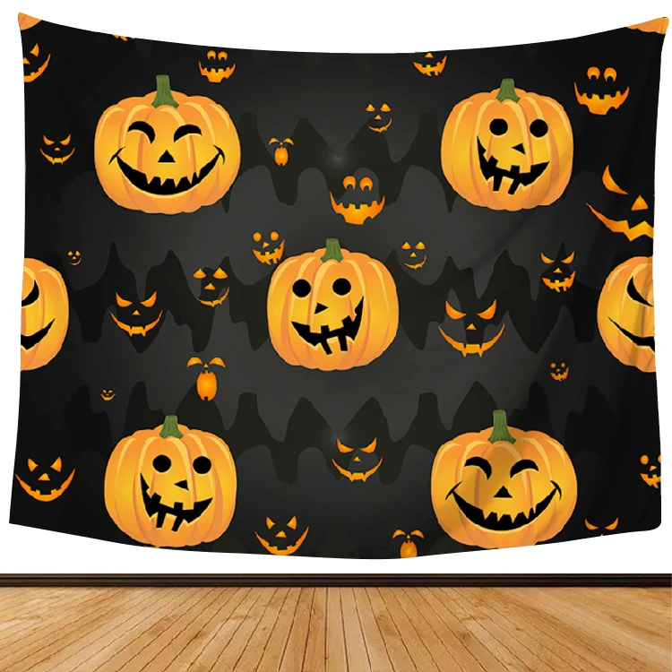 

Western halloween devil pumpkin tapestry wall carpet background fabric witch castle holiday cloth wall tapestry