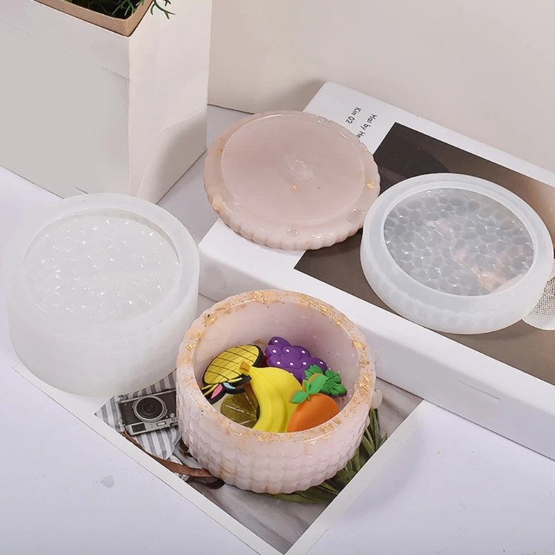 

41XC Resin Box Molds with Lid,3D Jar Silicone Mold,Trinket Storage Container Box Mold