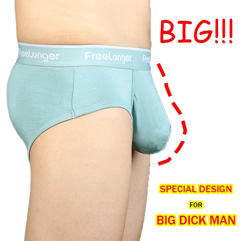 Man Ultra-Low Briefs with Super Big Penis Pouch Bulge Dick Boxer Modal Elastic Sexy Lingerie Long Cock Gay Plus U-convex Erotic