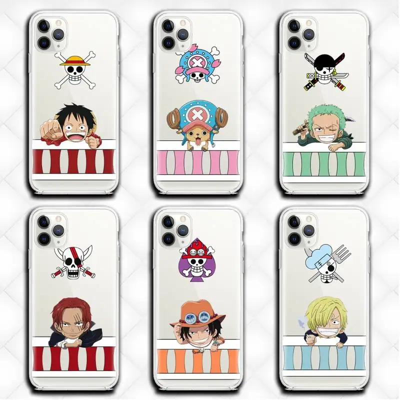 

One Piece Japan Anime Luffy Zoro Phone Case Clear for iphone 13 12 11 Pro max mini XS 8 7 Plus X SE 2020 XR cover