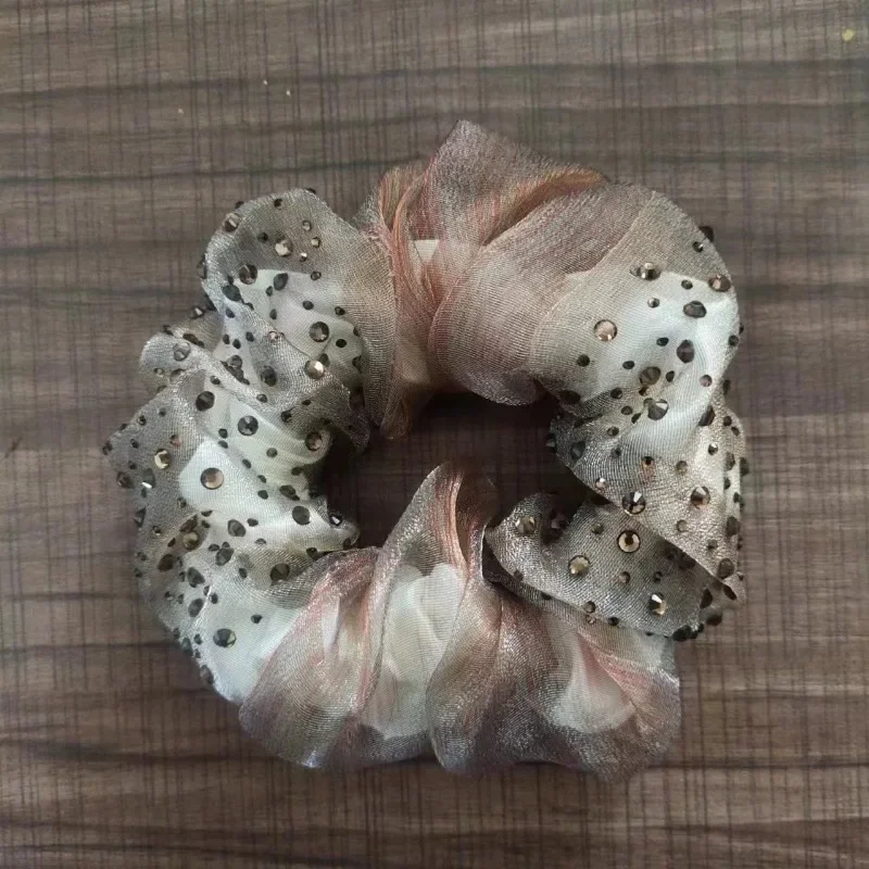 Двухслойные резинки для волос из органзы большие резиновые эластичный держатель