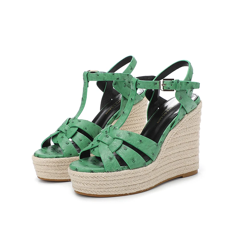 

2023 New Fashion Casual Women's Ostrich Pattern Open Toe High Heels Brand Fish Mouth Shoes Wedding Party Women's Shoes 34-43
