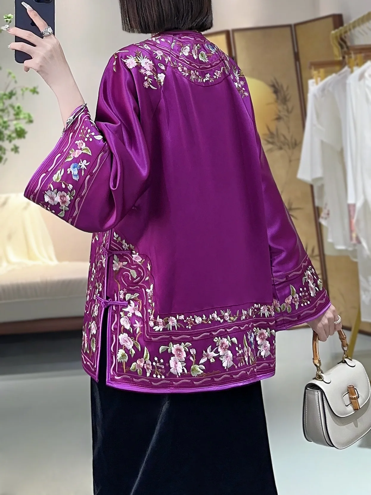 Новинка 2024 осенняя китайская фототкань полный Вышитый цветочный костюм Тан