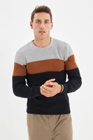 trendyol male slim fit bike collar blocky sweater tmnaw22kz0140