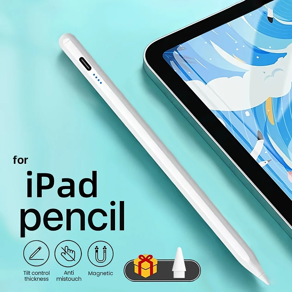 Фото Сенсорный стилус для iPad 7, 8, 9, 10, 11 поколений A16 с функцией распознавания наклона и защитой от прикосновений ладони, магнитный стилус для iPad 2018-2026 M3 M2 Pro 11 №2