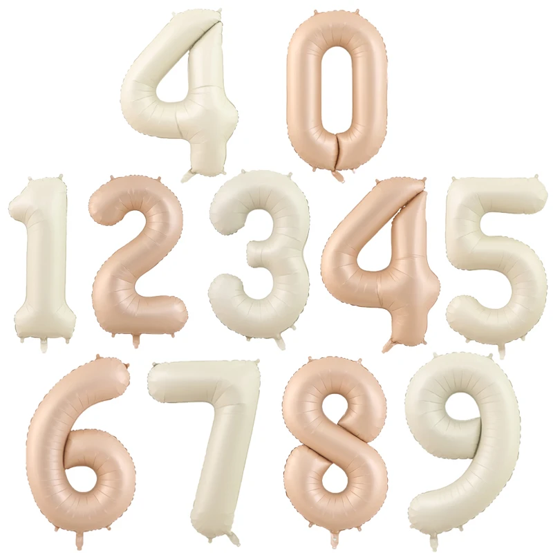 New 40inch Cream Big Number Foil Balloons 0 1 2 3 4 5 6 7 8 9 Happy Birthday Party Wedding Decorations Caramel Figures Globos