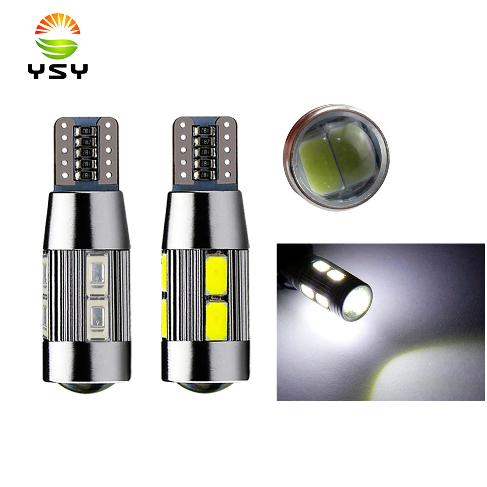 

50pcs T10 W5W 194 168 Car LED Light 5630 10SMD Canbus Error Free Auto Interior Side Turn Bulb Lamp White/Red/Blue/Yellow 12V DC