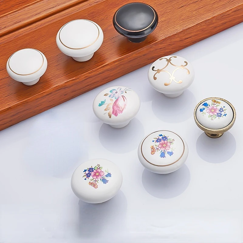 Ceramic Small Handle Modern Simple Single Hole Drawer Wardrobe Door Children's Room Cabinet Panel |